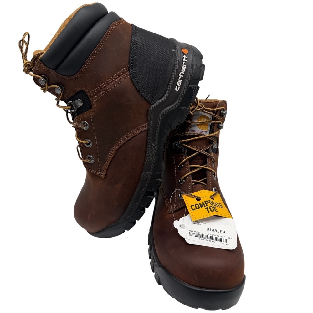 NWT Carhartt Rugged Flex Work Boots 10.5W Brown Composite Toe Leather Industrial